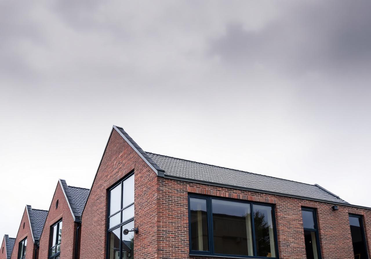 Modern Nederlands woningbouwproject met bakstenen gevel