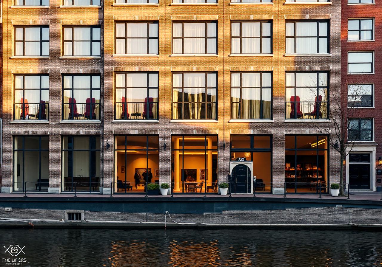 Klassiek Nederlands grachtenpand in warm avondlicht